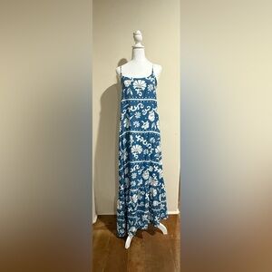 Blue and White Floral Maxi Dress